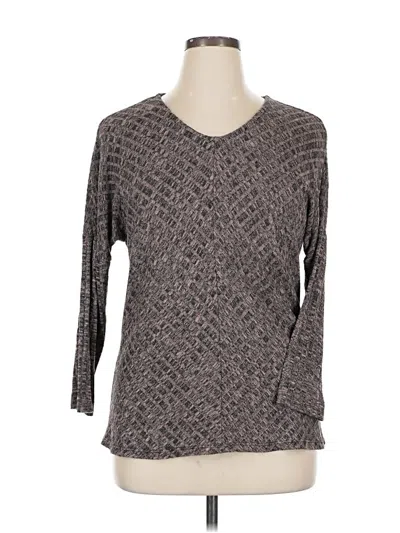 Pre-owned Always Indigo 3/4 Sleeve Top Gray V Neck Tops