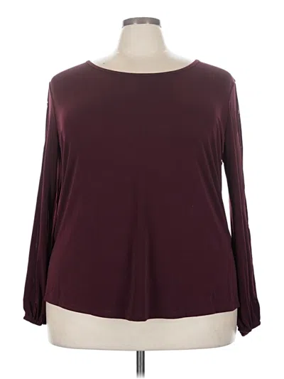 Pre-owned Always Indigo Long Sleeve Blouse In Burgundy