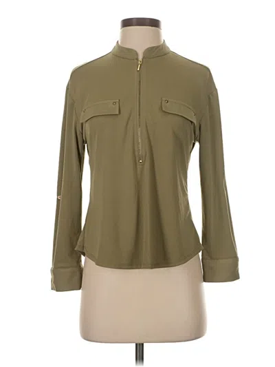 Pre-owned Always Indigo Long Sleeve Blouse In Green