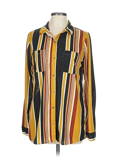 Pre-owned Always Indigo Long Sleeve Blouse In Yellow