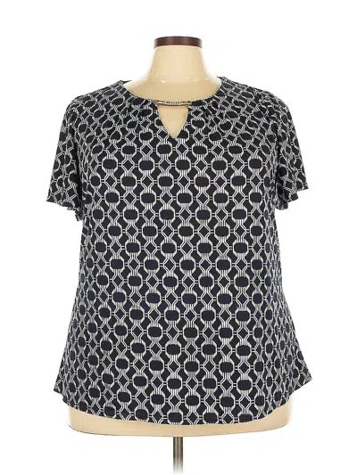 Pre-owned Always Indigo Short Sleeve Blouse In Black