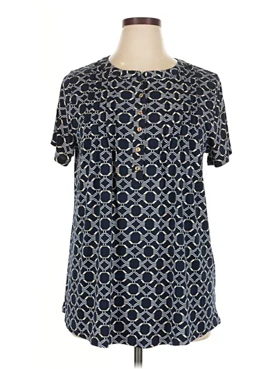 Pre-owned Always Indigo Short Sleeve Blouse In Blue
