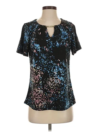 Pre-owned Always Indigo Short Sleeve Blouse In Blue