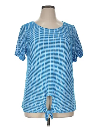 Pre-owned Always Indigo Short Sleeve Blouse In Blue