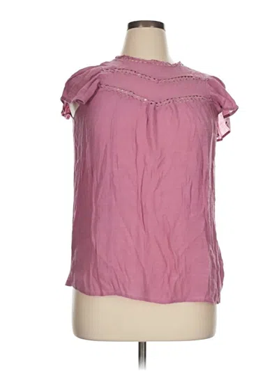 Pre-owned Always Indigo Short Sleeve Blouse In Pink