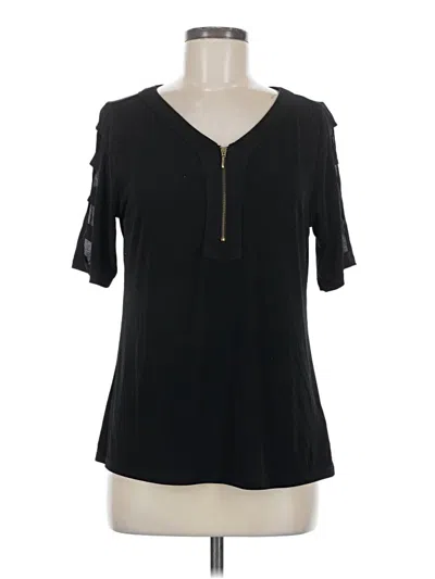 Pre-owned Always Indigo Short Sleeve Henley Shirt In Black