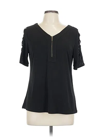 Pre-owned Always Indigo Short Sleeve Top Black Keyhole Neckline Tops
