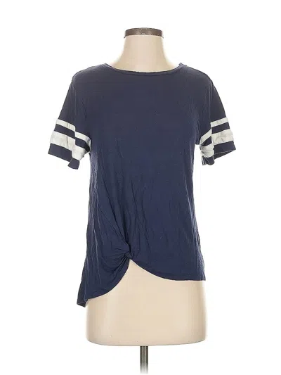 Pre-owned Always Indigo Short Sleeve Top Blue Keyhole Neckline Tops