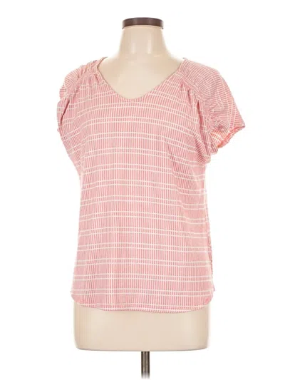 Pre-owned Always Indigo Short Sleeve Top Pink V Neck Tops