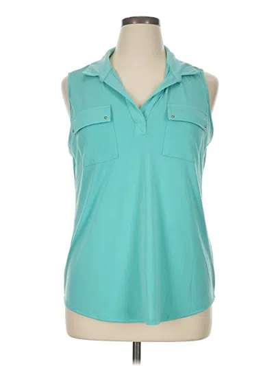 Pre-owned Always Indigo Sleeveless Blouse In Teal