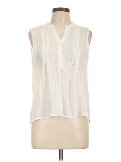 Pre-owned Always Indigo Sleeveless Blouse In White