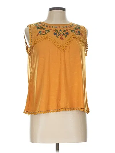Pre-owned Always Indigo Sleeveless Blouse In Yellow