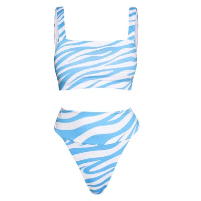 Always On Holiday Women's Blue Zebra Print Bikini Set