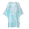 Always On Holiday Women's Green Zebra Print Short Beach Dress In Green