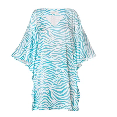 Always On Holiday Women's Green Zebra Print Short Beach Dress