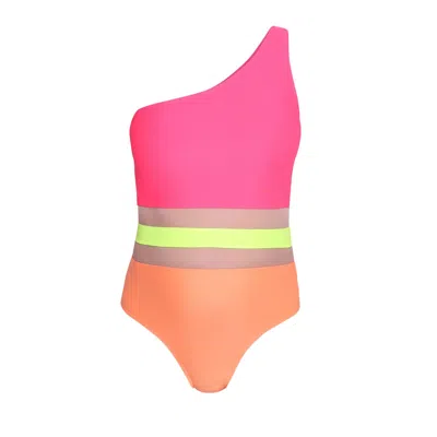 Always On Holiday Women's Tamara One Piece Multicolour Pink & Orange In Orange/pink