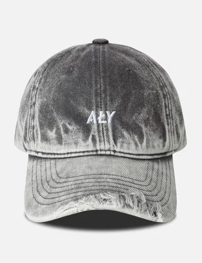 Aly Distressed Logo Grey Washed Cap