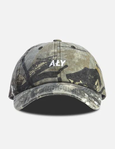 Aly Distressed Logo Tree Camo Washed Cap In Multi