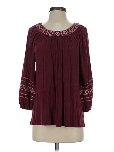 Pre-owned Alya 3/4 Sleeve Blouse In Burgundy
