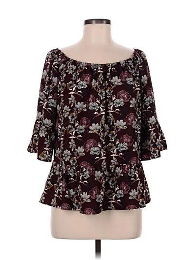 Pre-owned Alya 3/4 Sleeve Blouse In Burgundy