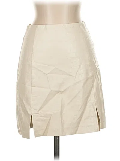 Pre-owned Alya Faux Leather Skirt In White