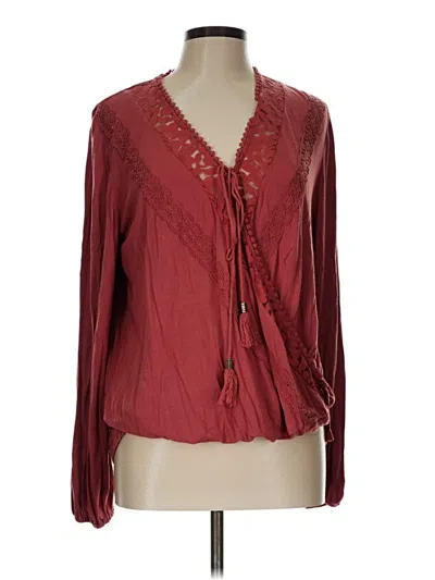 Pre-owned Alya Long Sleeve Blouse In Burgundy