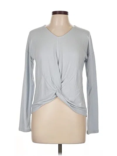 Pre-owned Alya Long Sleeve Top Gray Plunge Neckline Tops