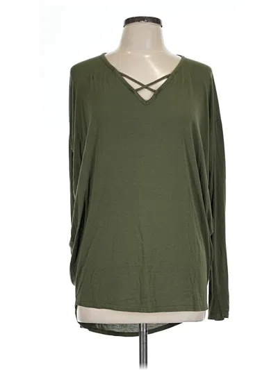 Pre-owned Alya Long Sleeve Top Green V Neck Tops