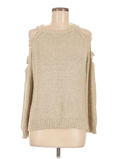 Pre-owned Alya Long Sleeve Top Tan Cold Shoulder Neckline Tops In Brown