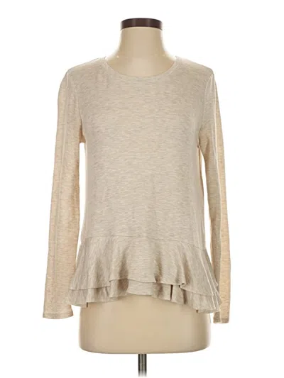 Pre-owned Alya Long Sleeve Top Tan Crew Neck Tops In Brown