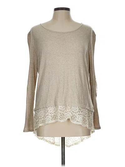 Pre-owned Alya Long Sleeve Top Tan Scoop Neck Tops