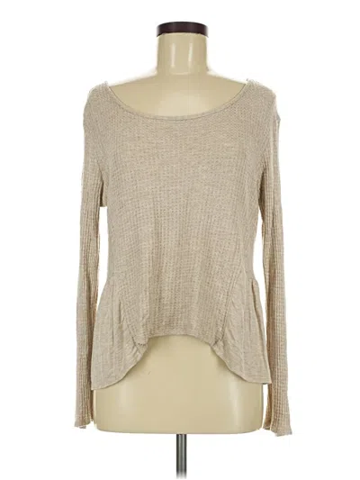 Pre-owned Alya Long Sleeve Top Tan Scoop Neck Tops In Brown