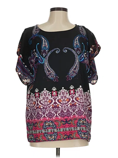 Pre-owned Alya Short Sleeve Blouse In Black
