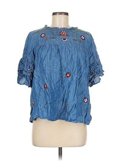 Pre-owned Alya Short Sleeve Blouse In Blue