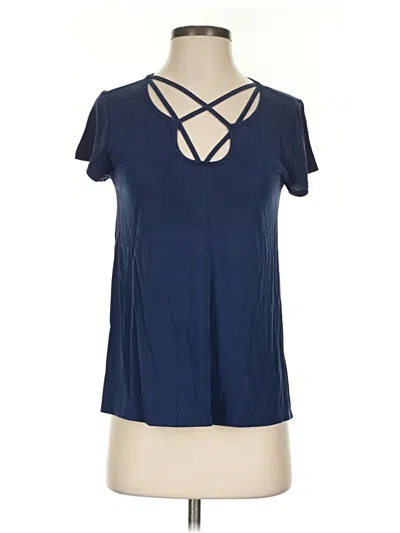 Pre-owned Alya Short Sleeve Top Blue Keyhole Neckline Tops