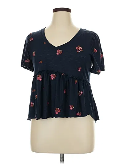 Pre-owned Alya Short Sleeve Top Blue Sweetheart Neckline Tops