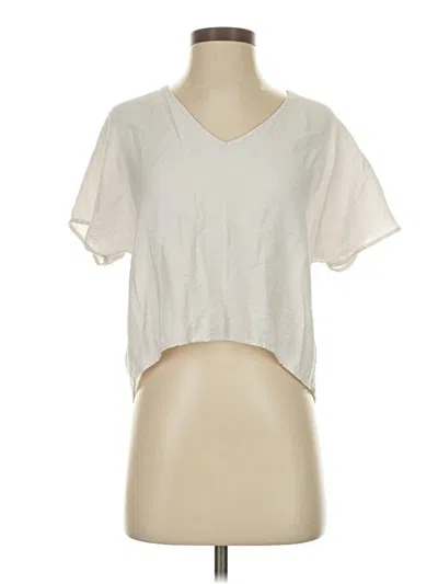 Pre-owned Alya Short Sleeve Top Ivory V Neck Tops In White