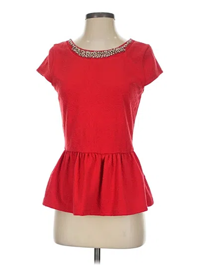 Pre-owned Alya Short Sleeve Top Red Sweetheart Neckline Tops