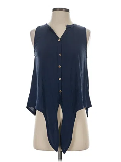 Pre-owned Alya Sleeveless Button Down Shirt In Blue
