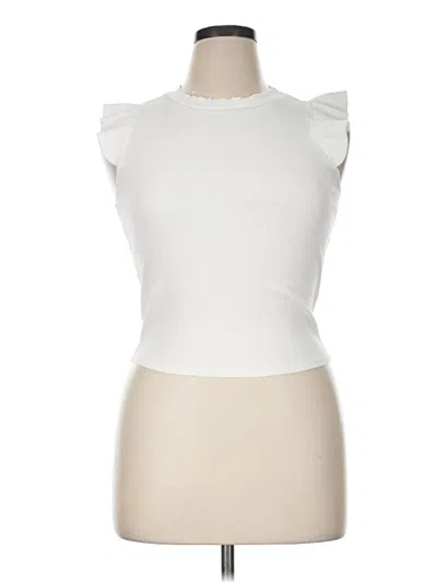 Pre-owned Alya Sleeveless Top White Ruffles Neckline Tops