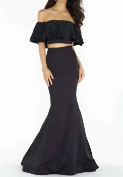 Alyce Paris 2 Piece Bandeau With Mermaid Skirt In Black