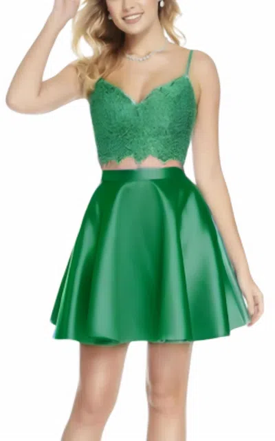 Alyce Paris 2 Piece Mikado Mini Dress In Emerald Green