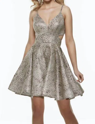 Alyce Paris Animal Print Cutout Dress In Leopard In Multi