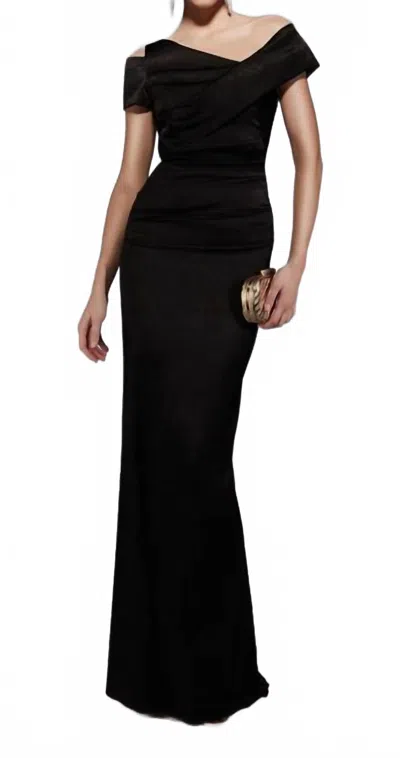 Alyce Paris Asymmetric Neck V-back Mother Of The Bride Dress In Black In Orange