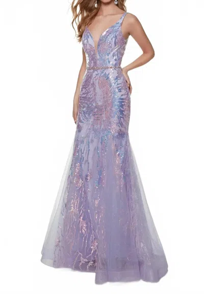 Alyce Paris Asymmetrical Shoulder Prom Dress In Light Orchid In Purple
