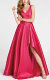 Alyce Paris Asymmetrical Taffeta Ball Gown In Raspberry In Multi