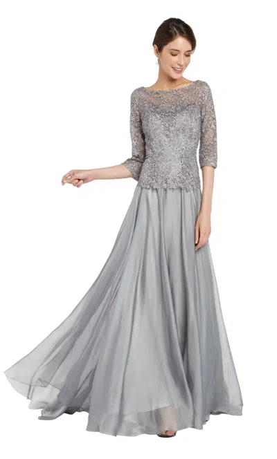 Alyce Paris Bateau-neck Evening Dress In Pewter In Gray