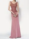 Alyce Paris Cap Sleeve Jeweled Lace Crepe Gown In Dusty Rose In Pink