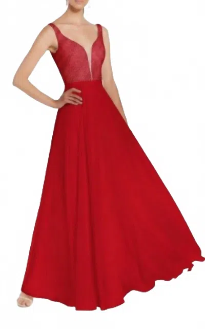 Alyce Paris Chiffon A-line Dress In Red