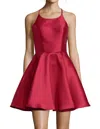 Alyce Paris Fitted Halter Cocktail Dress In Burgundy In Burgundy